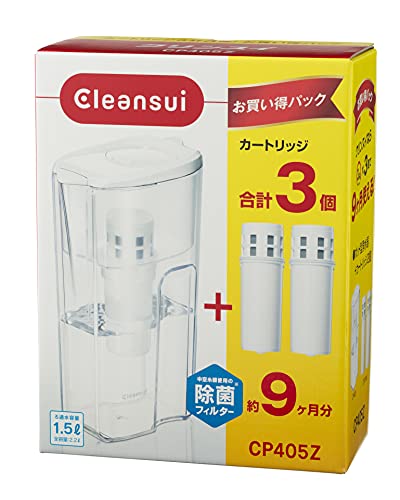 CP405Z-WT クリンスイ 浄水器 ポット型 カートリッジ 計3個入り ［CP405Z-WT］ ろ過水容量: 1.4L 全容量:2.2L 中容量モデル