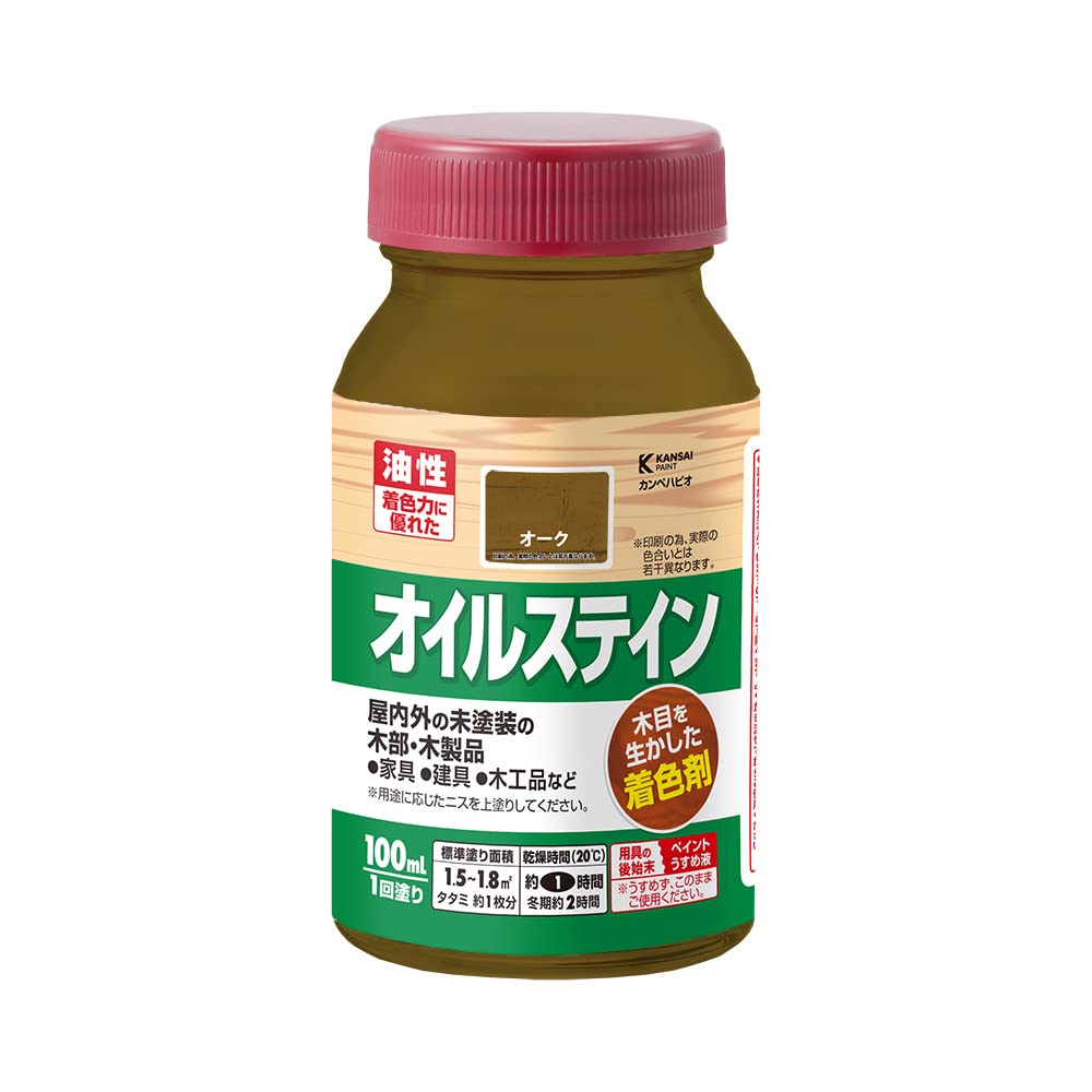 347643492100 カンペハピオ ペンキ 塗料 油性 ニス 着色 高耐久 オイルステインA オーク 100ML 日本製 00347643492100