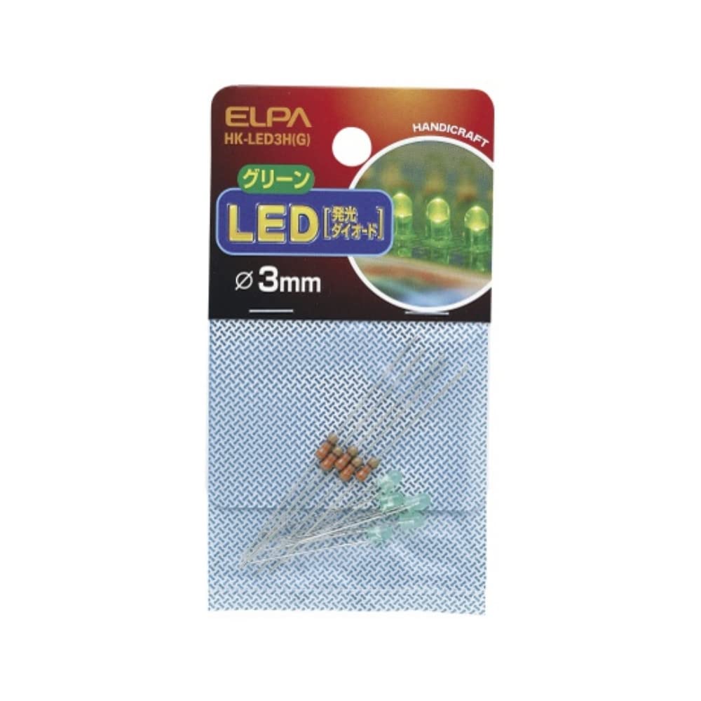 HK-LED3H(G) エルパ (ELPA) LED LED電球 工作 25mA 5個入 φ3mm グリーン HK-LED3H(G)