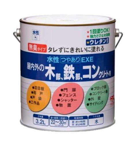 HSU0013.2L ニッペ ペンキ 塗料 水性つやありEXE 3.2L ホワイト 水性 つやあり 屋内外 日本製 4976124420139